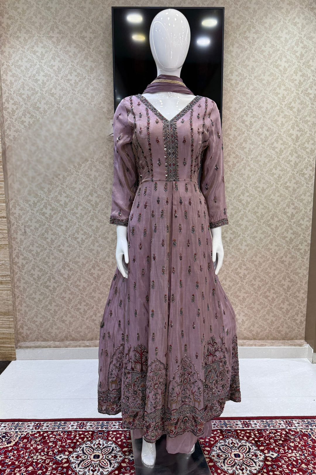 Mastani Style Palazzo Set with Beads and Sequins Work Featuring Detailed Animal Motifs