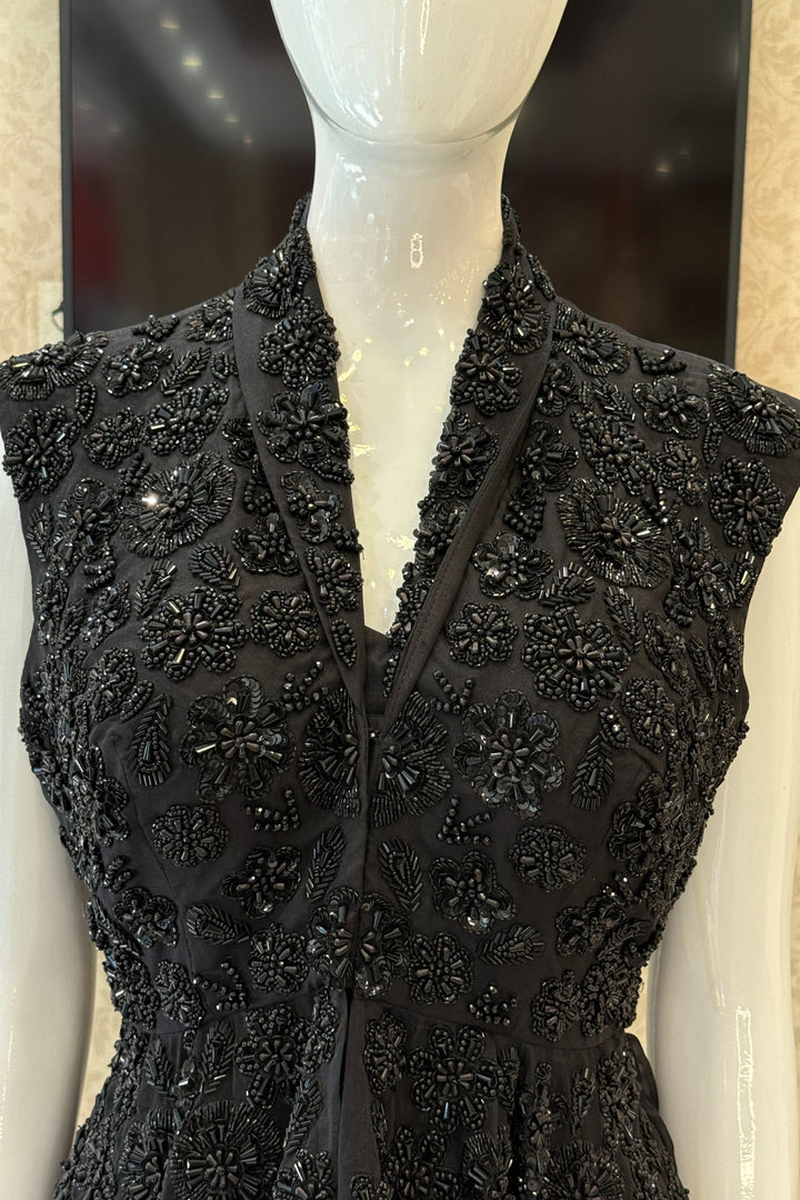 Black Beads and Sequins work Jacket Styled Lehenga
