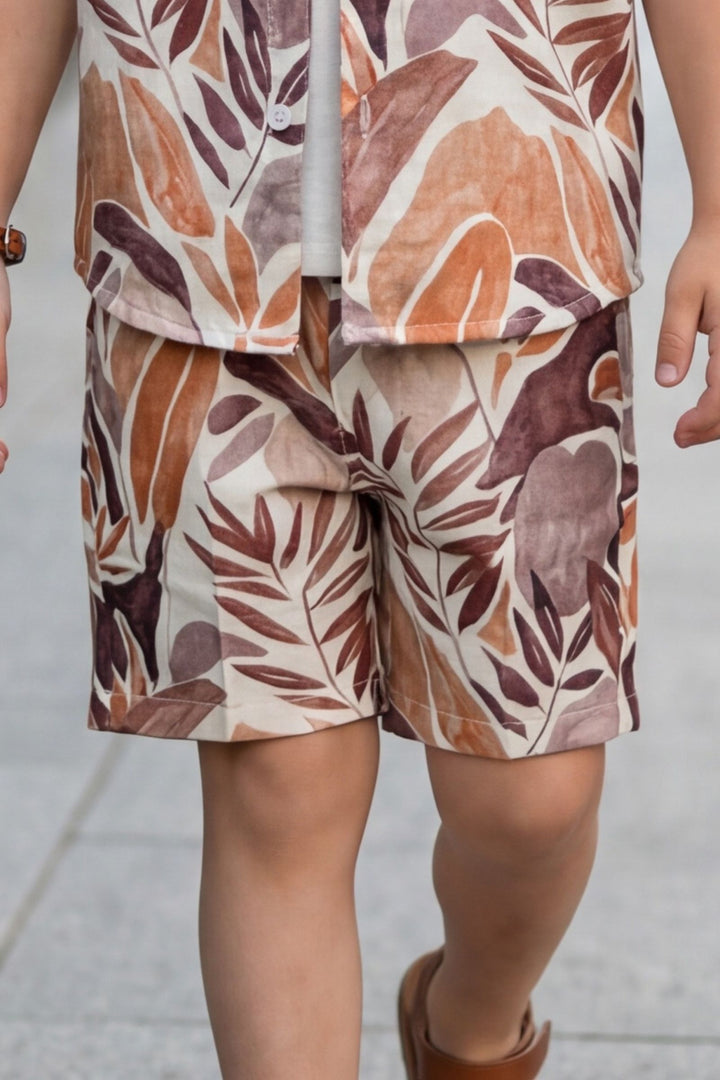 Cream with Multicolor Digital Print Boys Co-Ord Set