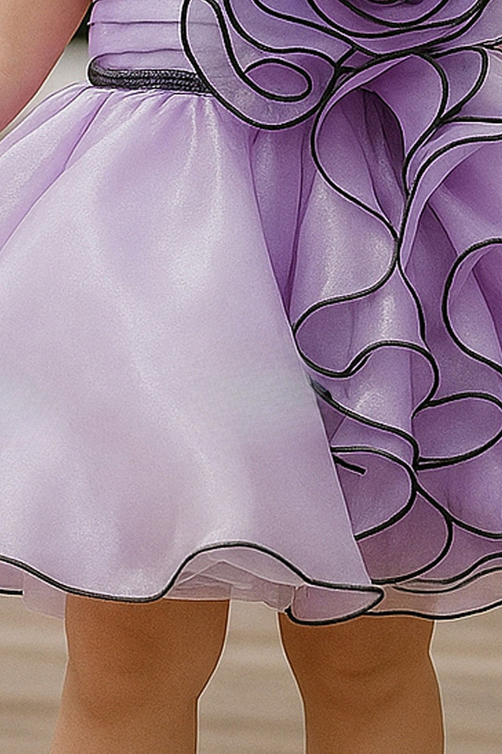 Lavender Stone work Short Partywear Frock for Girls