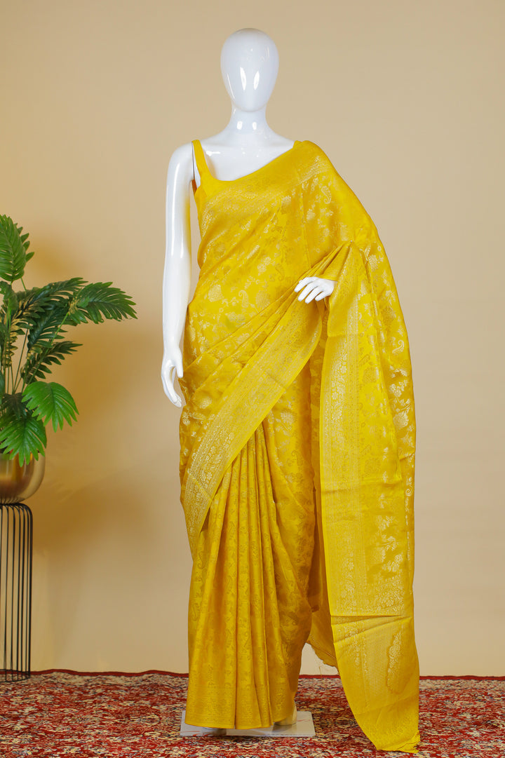 Yellow Banaras work Saree