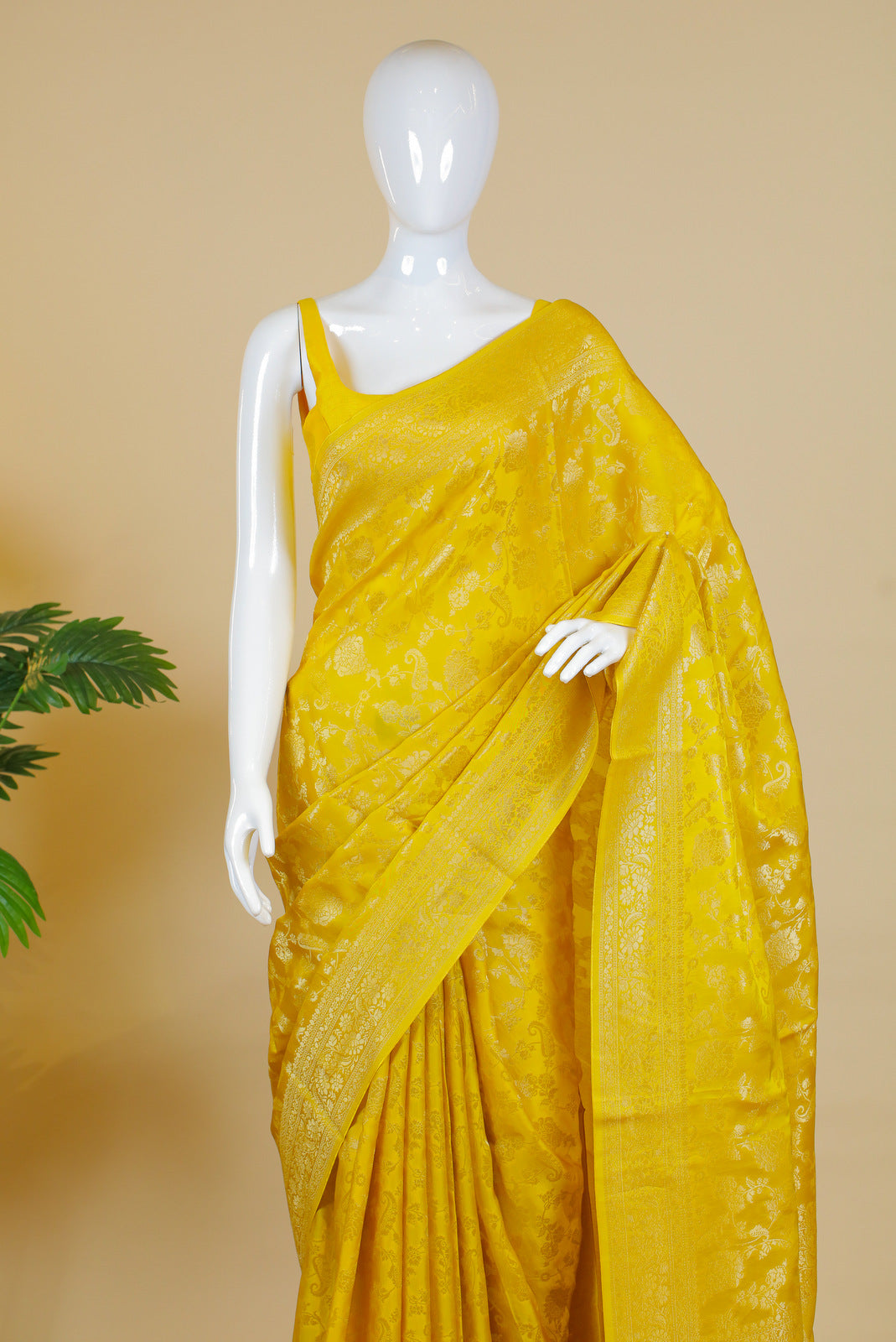 Yellow Banaras work Saree