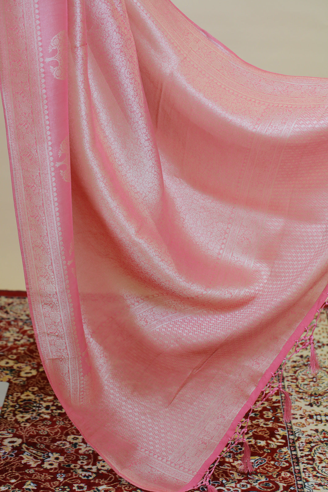 Onion Pink Banaras work Saree