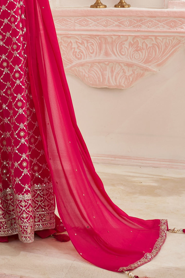 Rani Pink Sequins and Zari work Mastani Styled Palazzo Suit