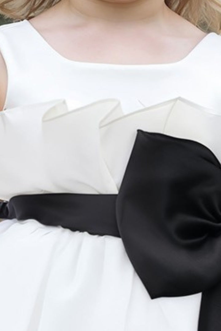 White Partywear Short Frock for Girls