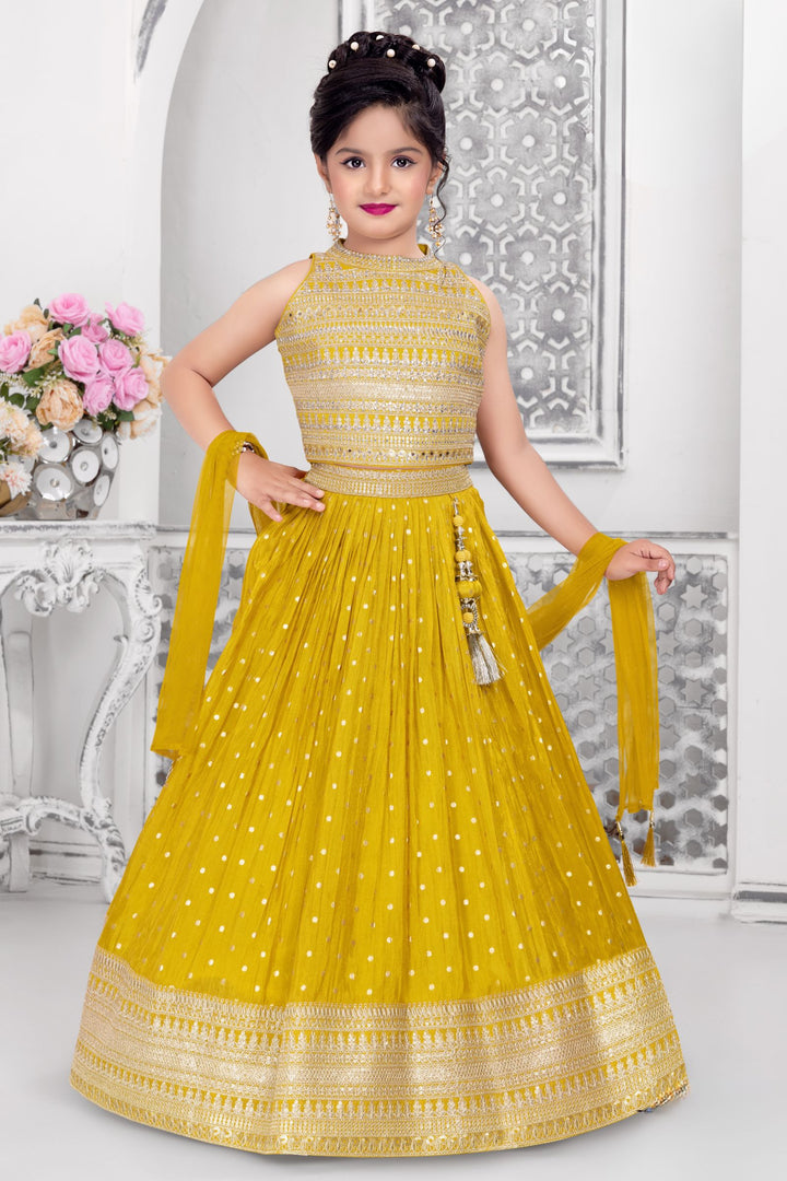 Liril Green Zari, Stone and Sequins work Lehenga Choli for Girls