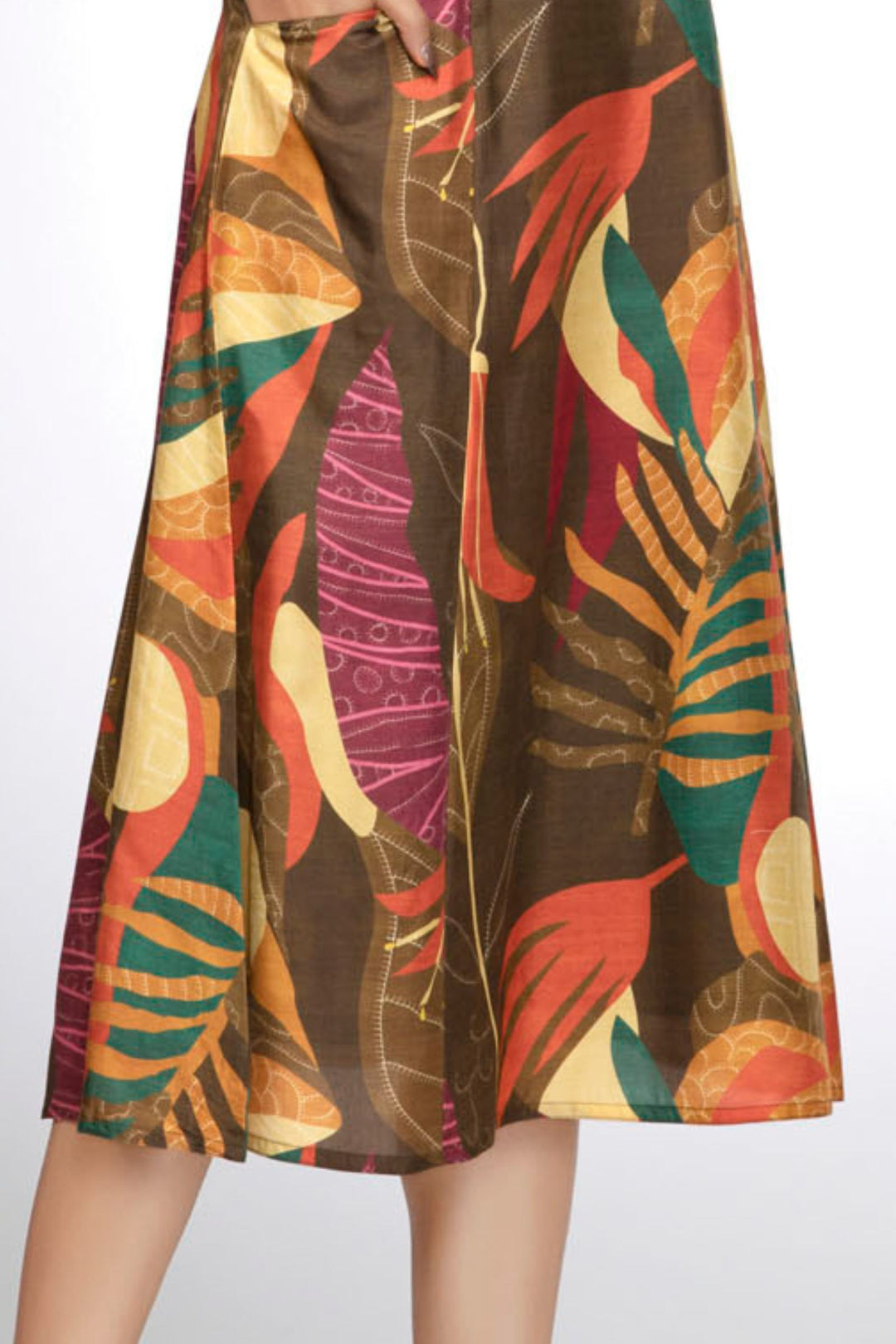 Multicolor Stone work with Digital Print A-Line Cut Calf Length Kurti