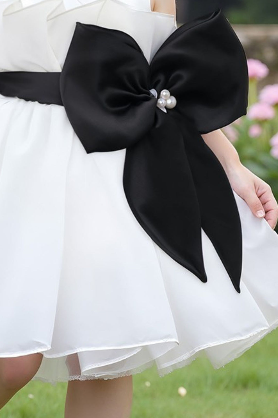White Partywear Short Frock for Girls