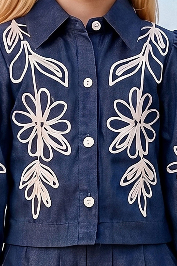 Blue Thread work Palazzo Set for Girls