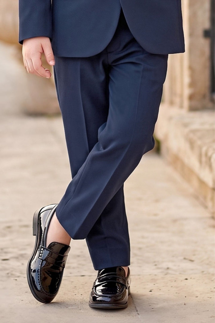 Navy Blue Deer Stone Motif Jodhpuri Suit for Boys