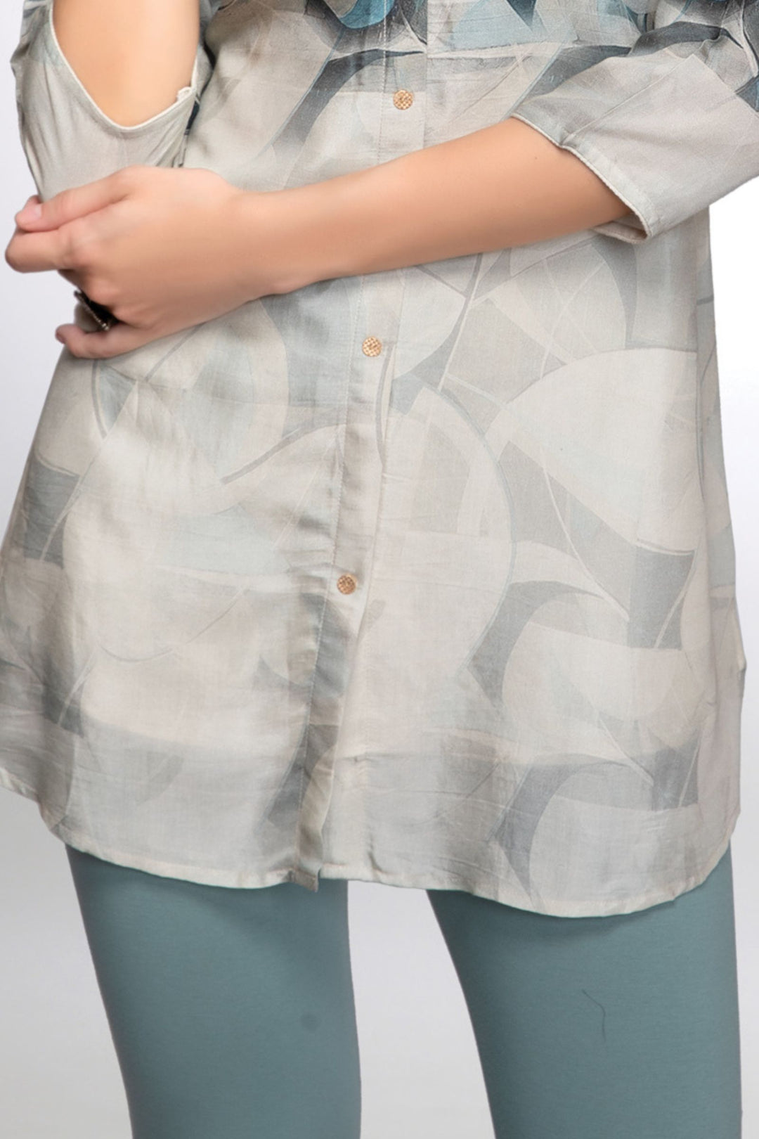 Beige Multicolor Digital Print Short Kurti