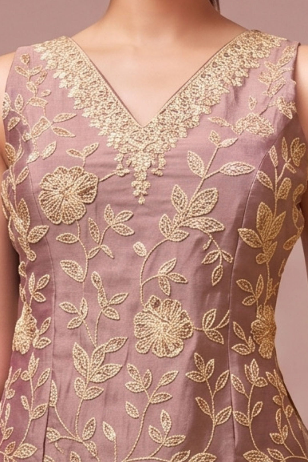 Onion Pink Palazzo Salwar Suit with Zari Thread and Sequins Detailing