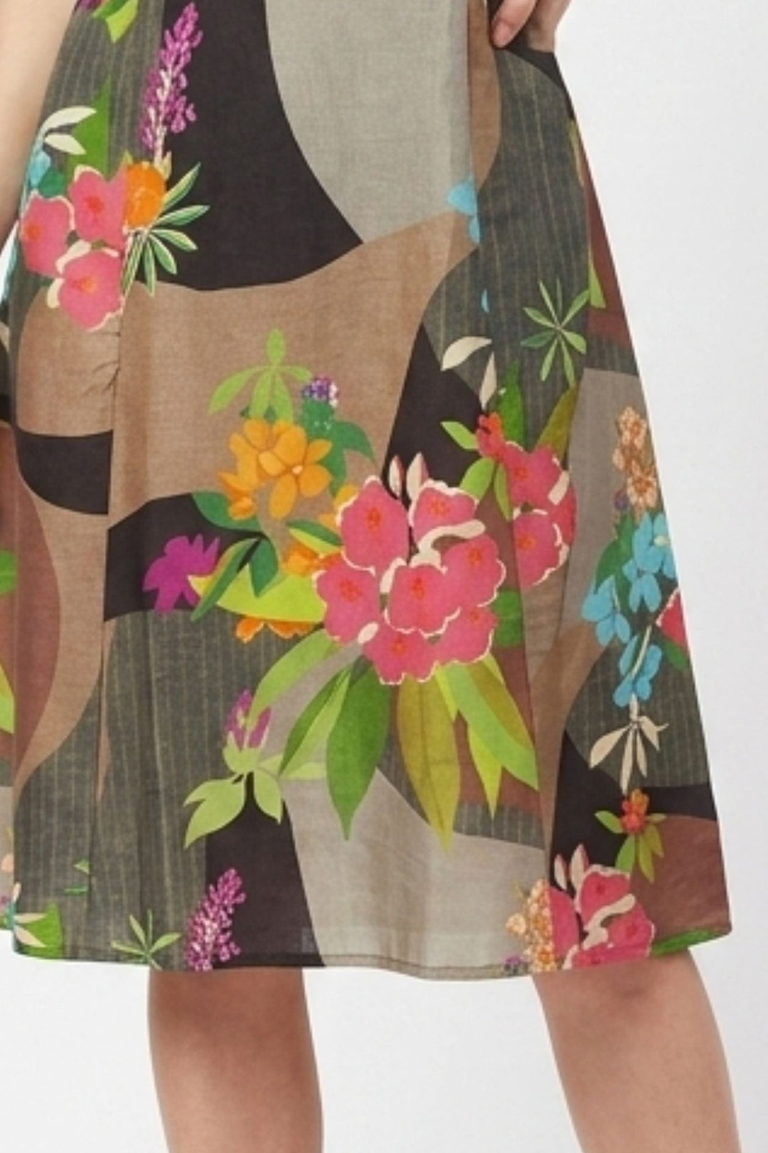 Multicolor Digital Print A-Line Cut Calf Length Kurti