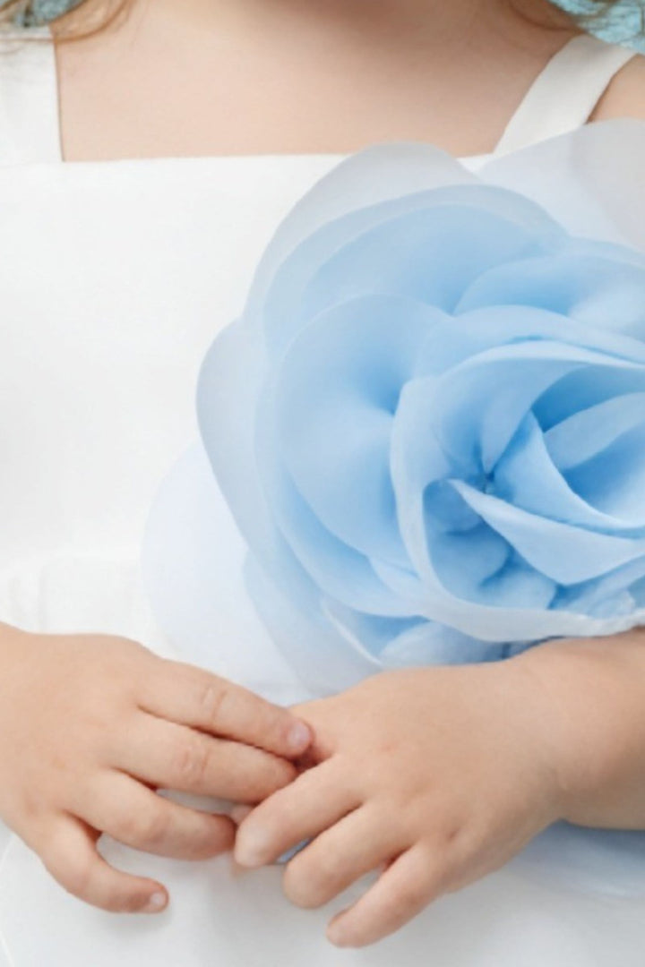 White Partywear Short Frock for Girls