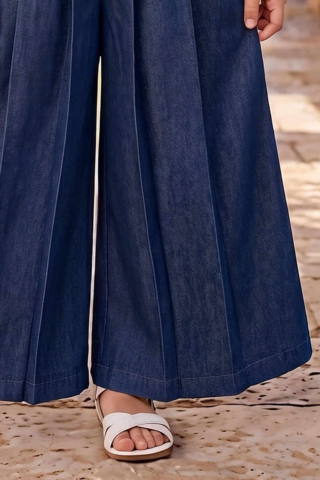 Blue Thread work Palazzo Set for Girls
