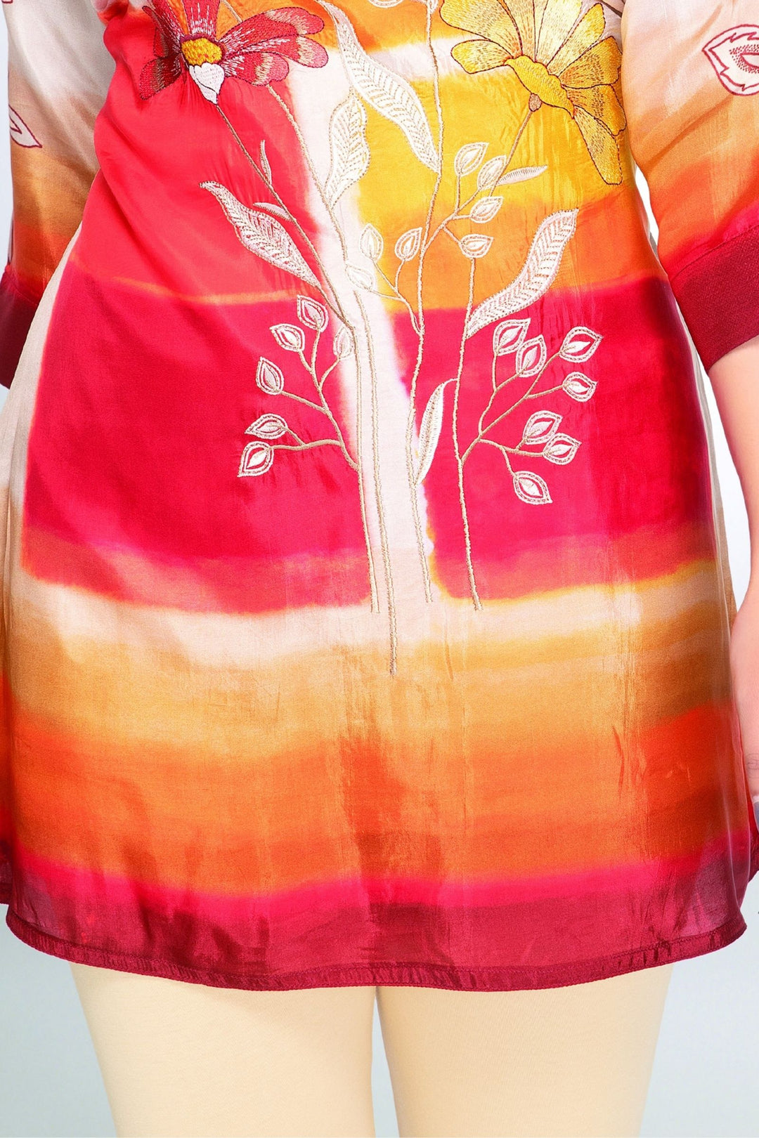 Floral Embroidered Multicolor Short Kurti