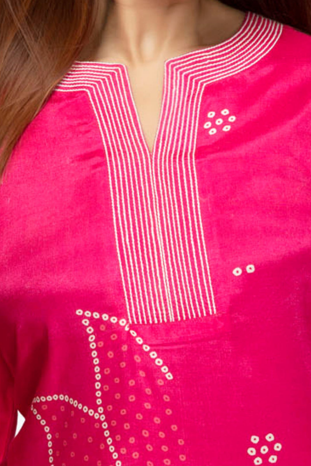 Pink Bandini Print Short Kurti