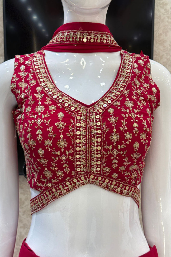 Rani Pink Sequins and Zari work Palazzo Suit Set