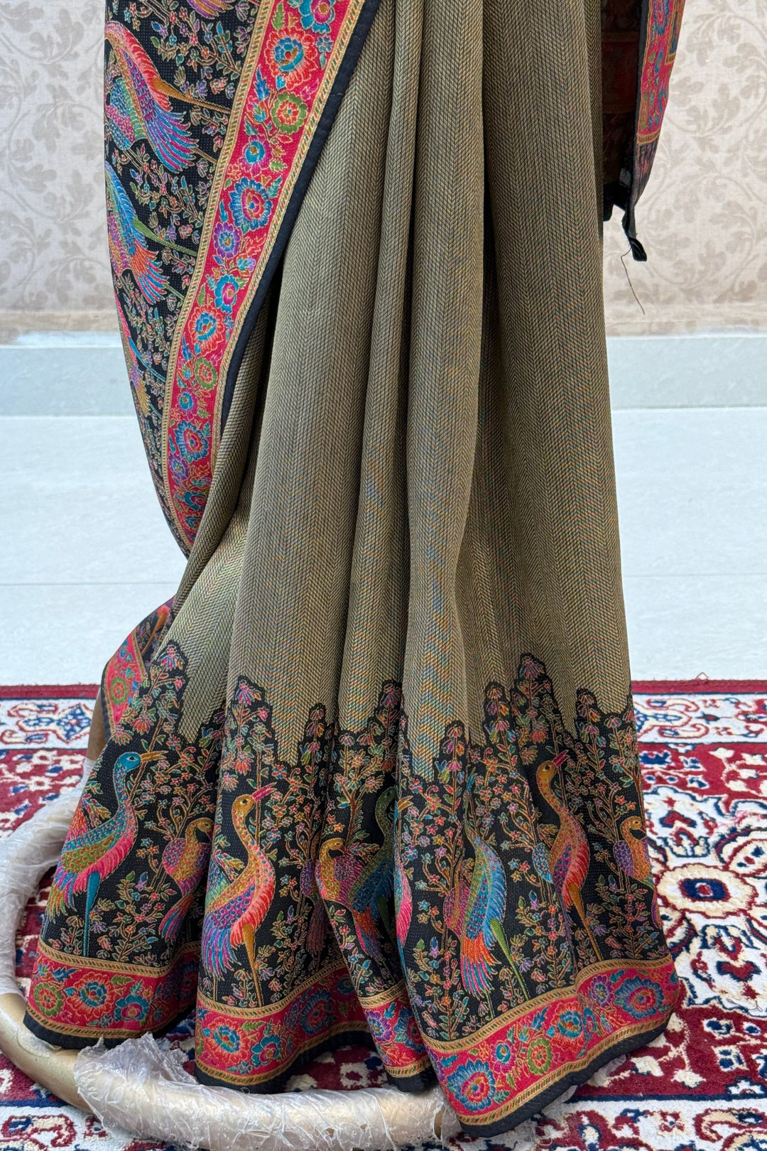 Traditional Banarasi Silk Saree with Peacock and Floral Weaving