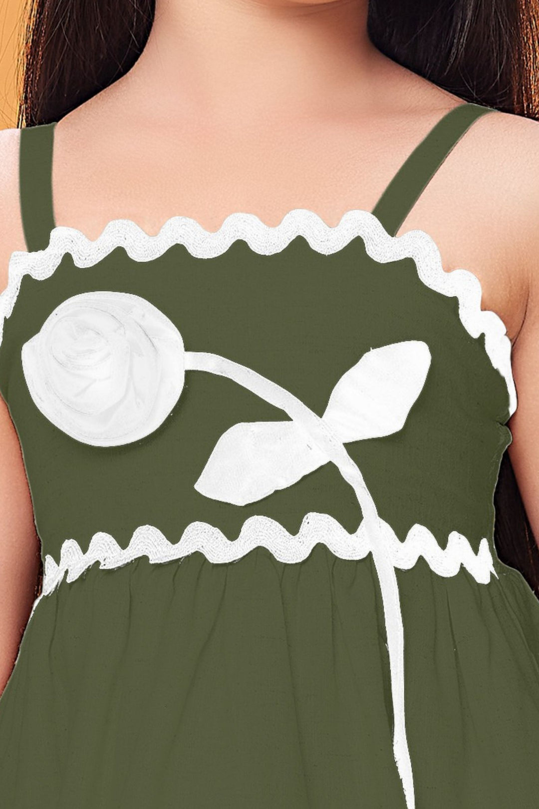 Bottle Green Lace work Top with Palazzo Set for Girls