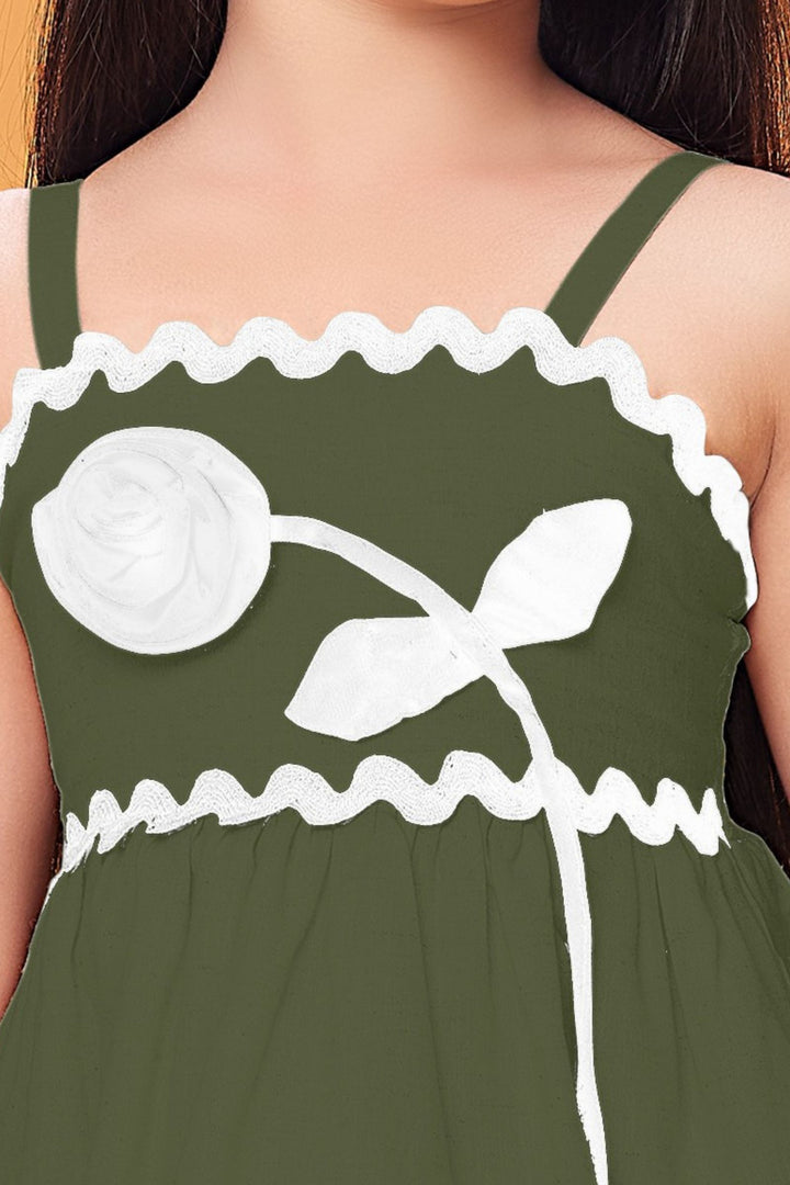 Bottle Green Lace work Top with Palazzo Set for Girls