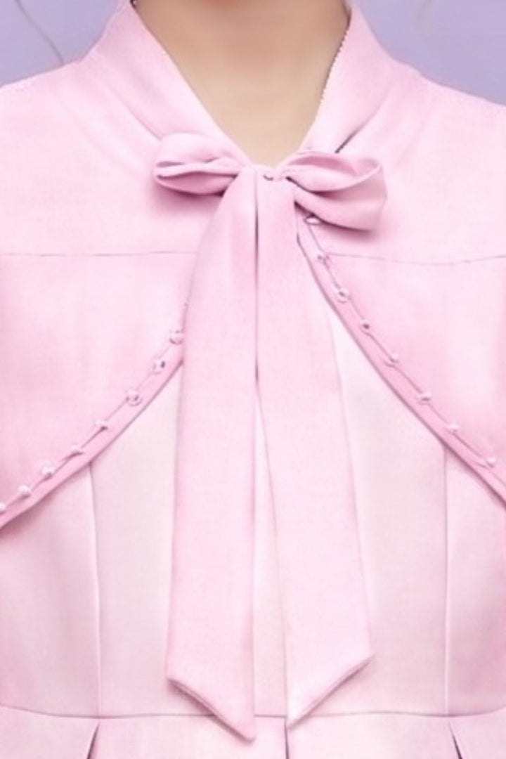 Light Pink Floral Print Jacket Styled Short Frock For Girls
