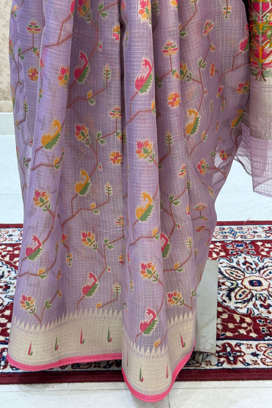 Lavender Banaras and Zari Weaving work Saree