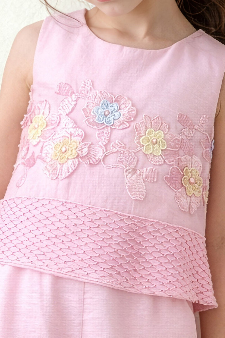 Pink Thread work Top and Palazzo Set for Girls