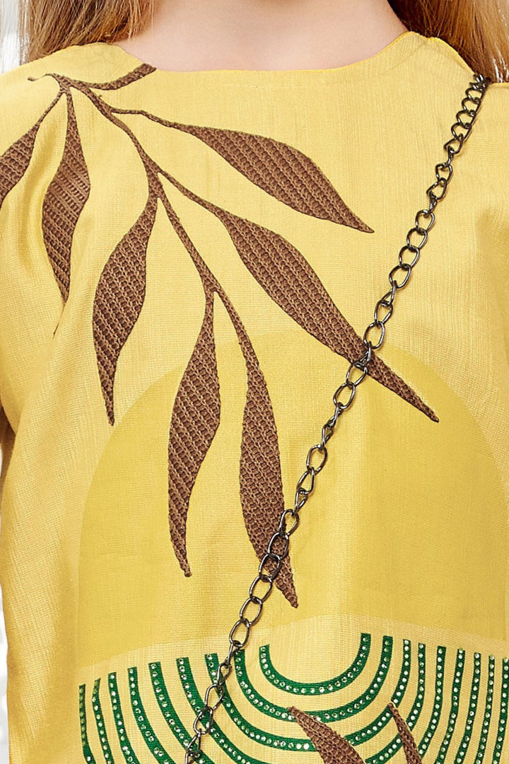 Mustard Stone work Co-ord Set for Girls