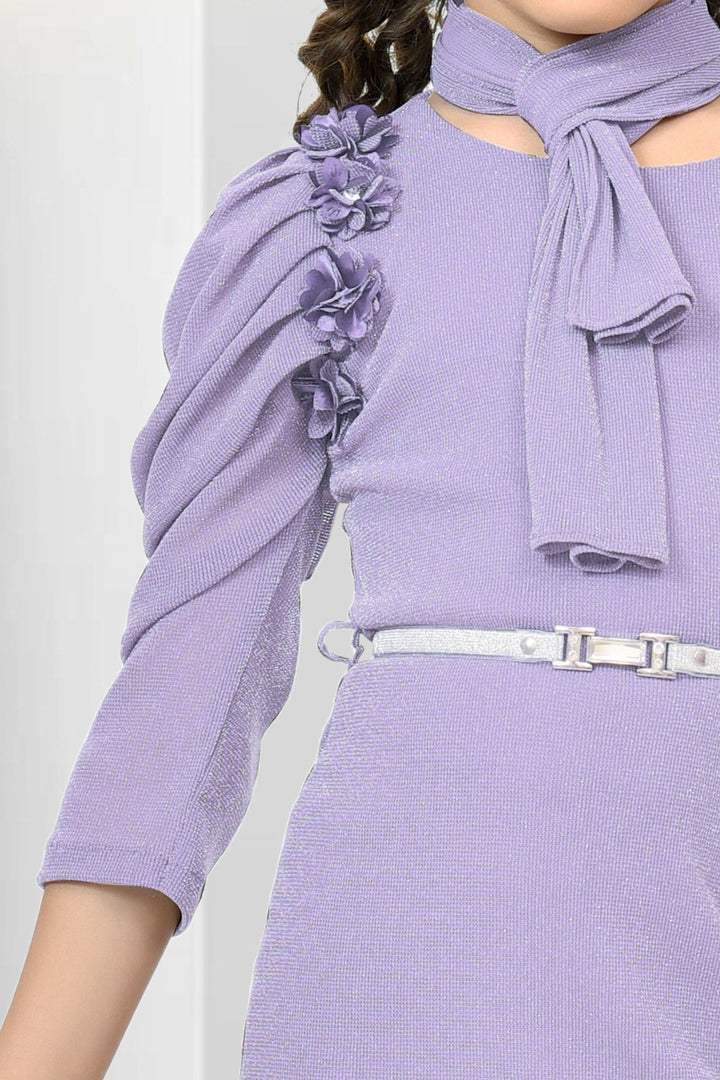 Lilac Western Style Short Frock for Girls