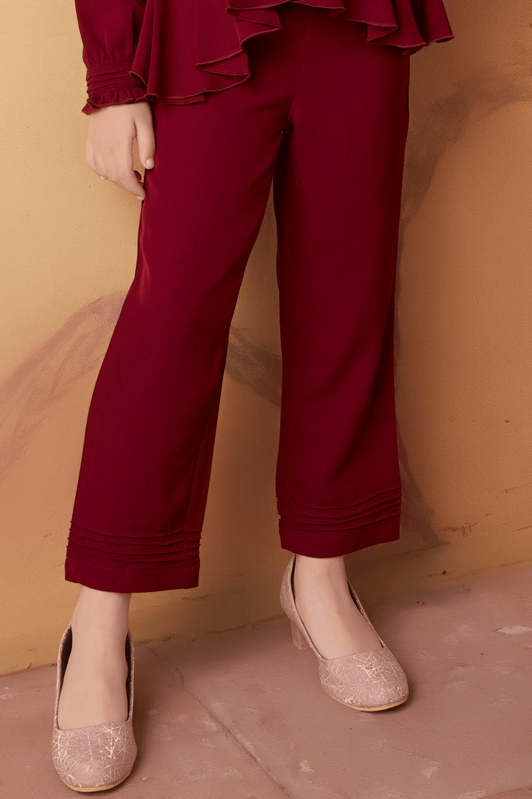 Maroon Top with Culottes for Girls