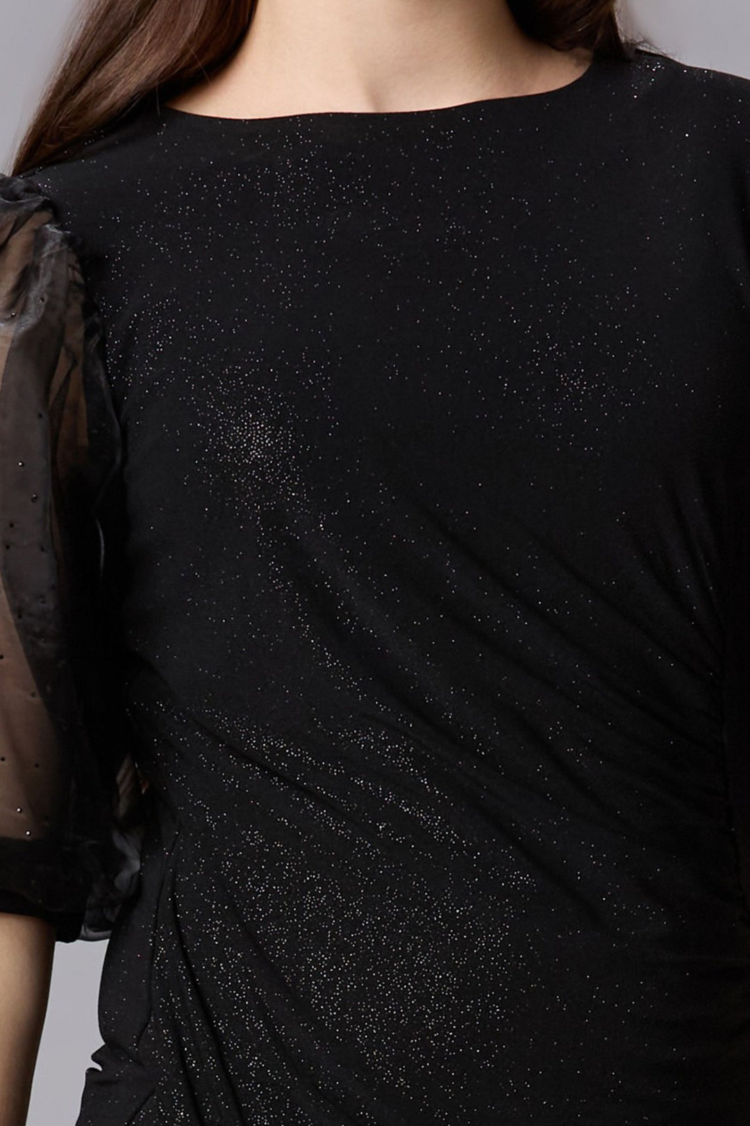 Black Glitter work Short Frock for Girls