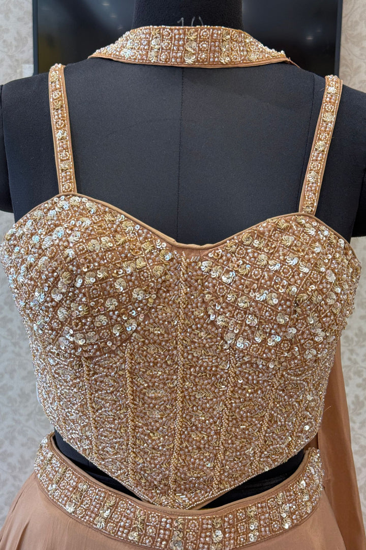 Chiku Beads and Sequins work Crop Top Lehenga