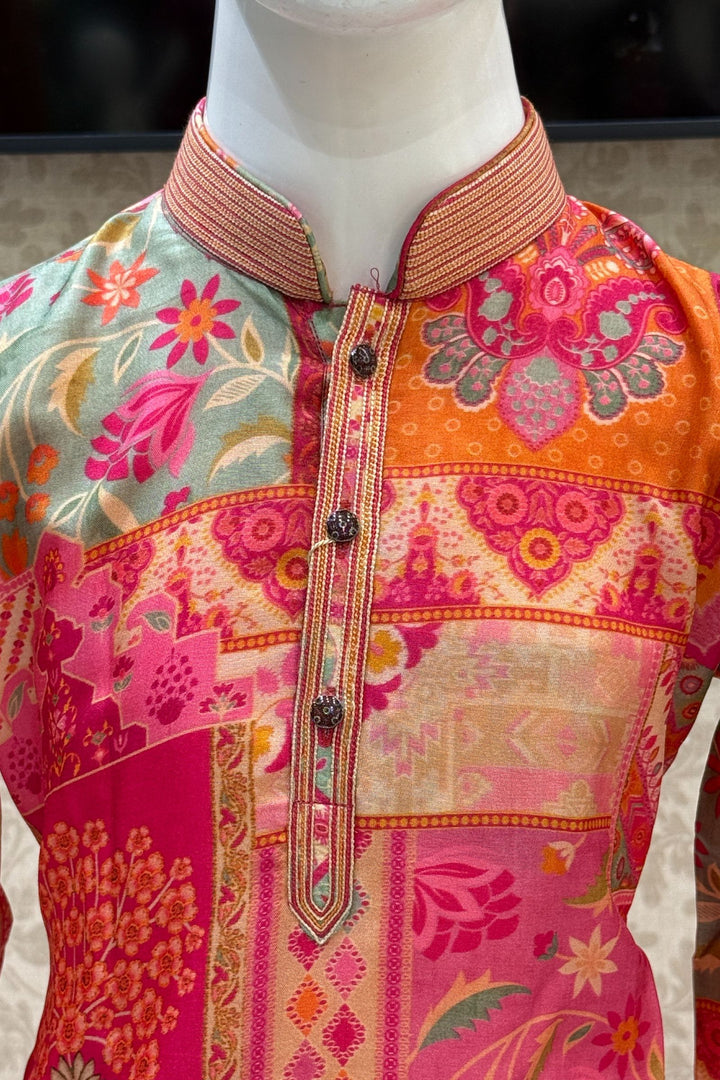 Multicolor Digital Print Kurta Set for Boys