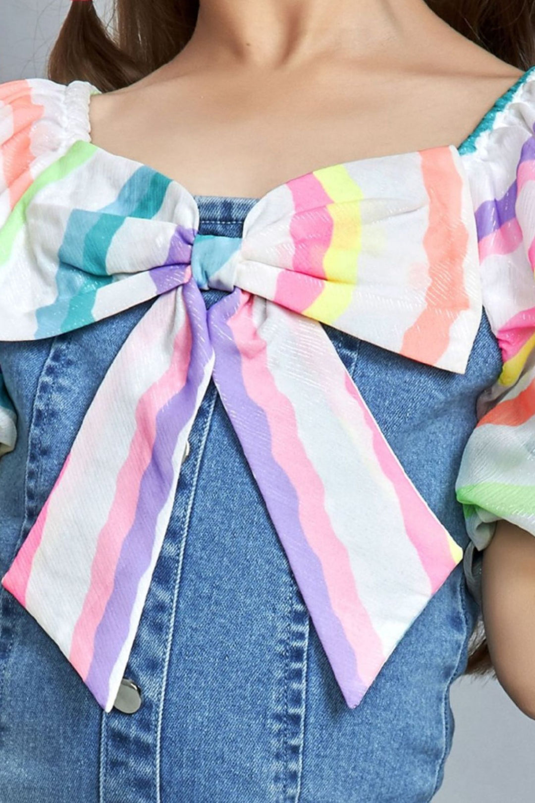 Blue Multicolor Printed Short Frock For Girls