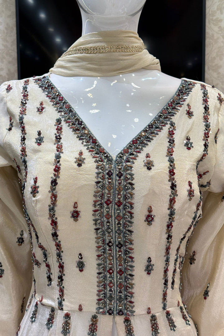 Mastani Style Palazzo Set with Beads and Sequins Work Featuring Detailed Animal Motifs