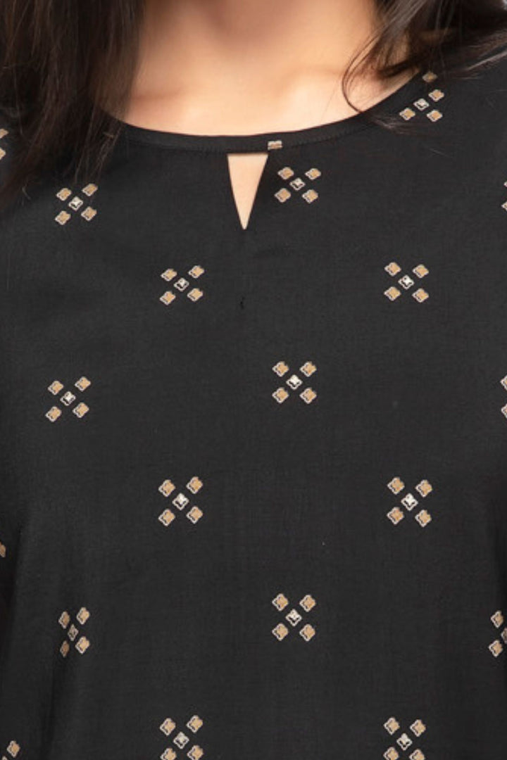 Black with Digital Print Short Kurti