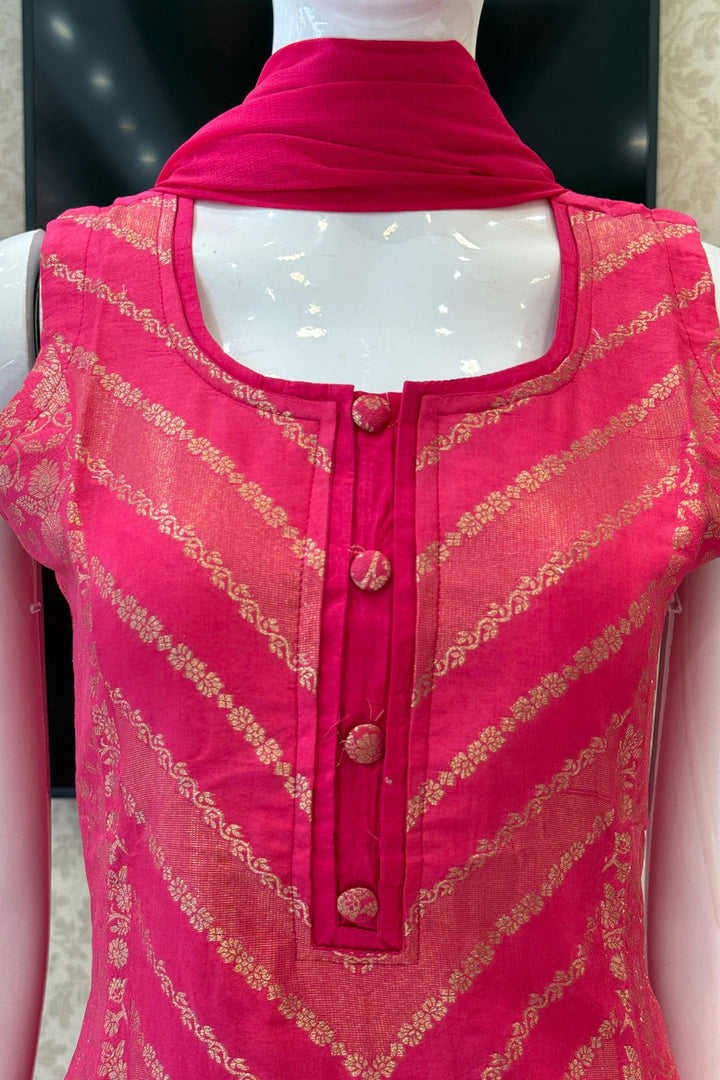 Pink Banaras work Straight Cut Salwar Suit