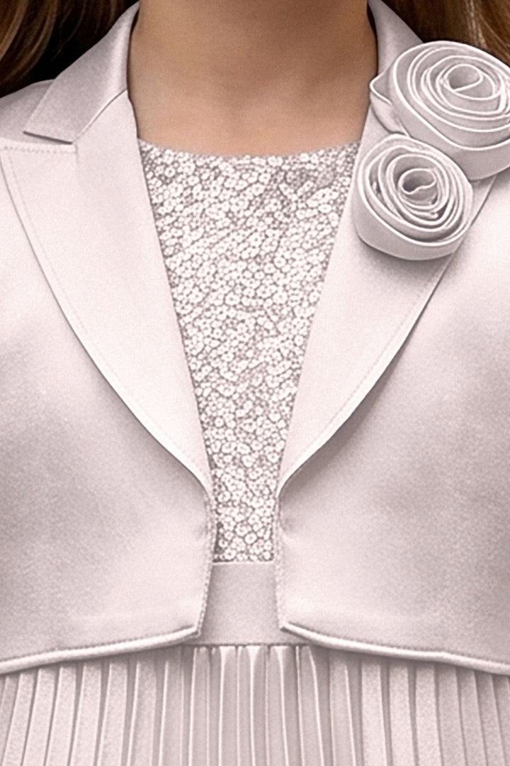 Silver Grey Sequins work Styled Short Frock For Girls