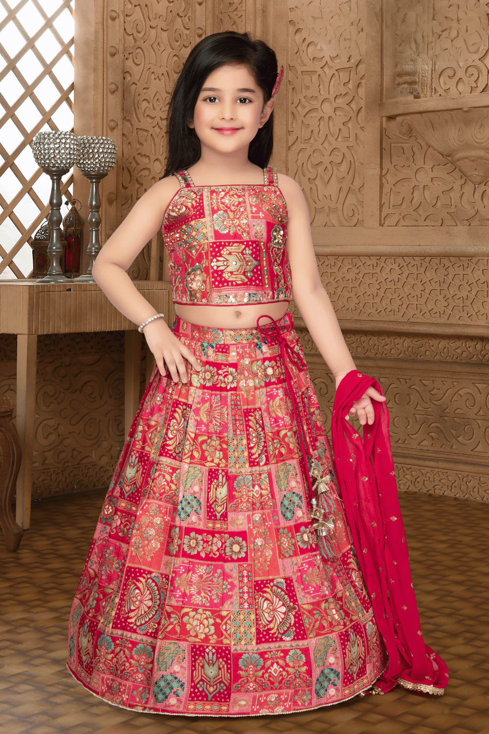 Aglare Pure Cotton Sleeveless Mirror Work Choli With Motif Lehenga &  Dupatta – Orange Blue – Online Shoping | Lehenga choli Online | Lehenga  choli for girls | Lehenga choli for KIds