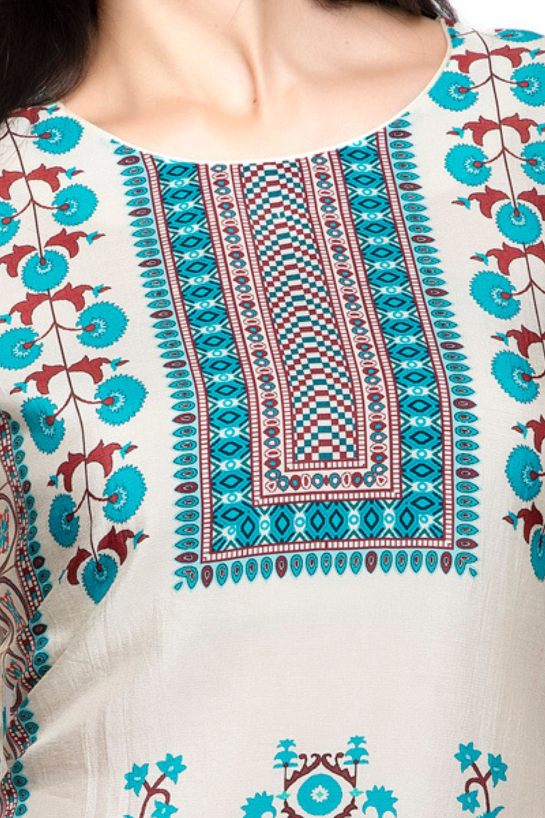 Cream with Multicolor Digital Print Short Kurti