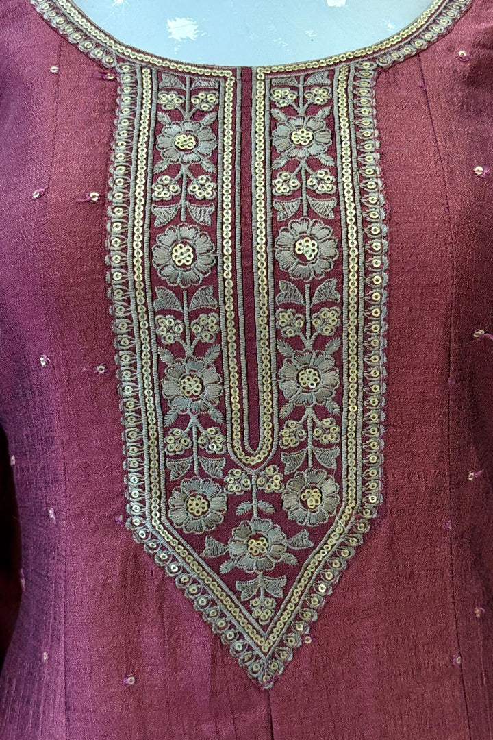 Onion Embroidery and Sequins work A-line Cut Salwar Suit