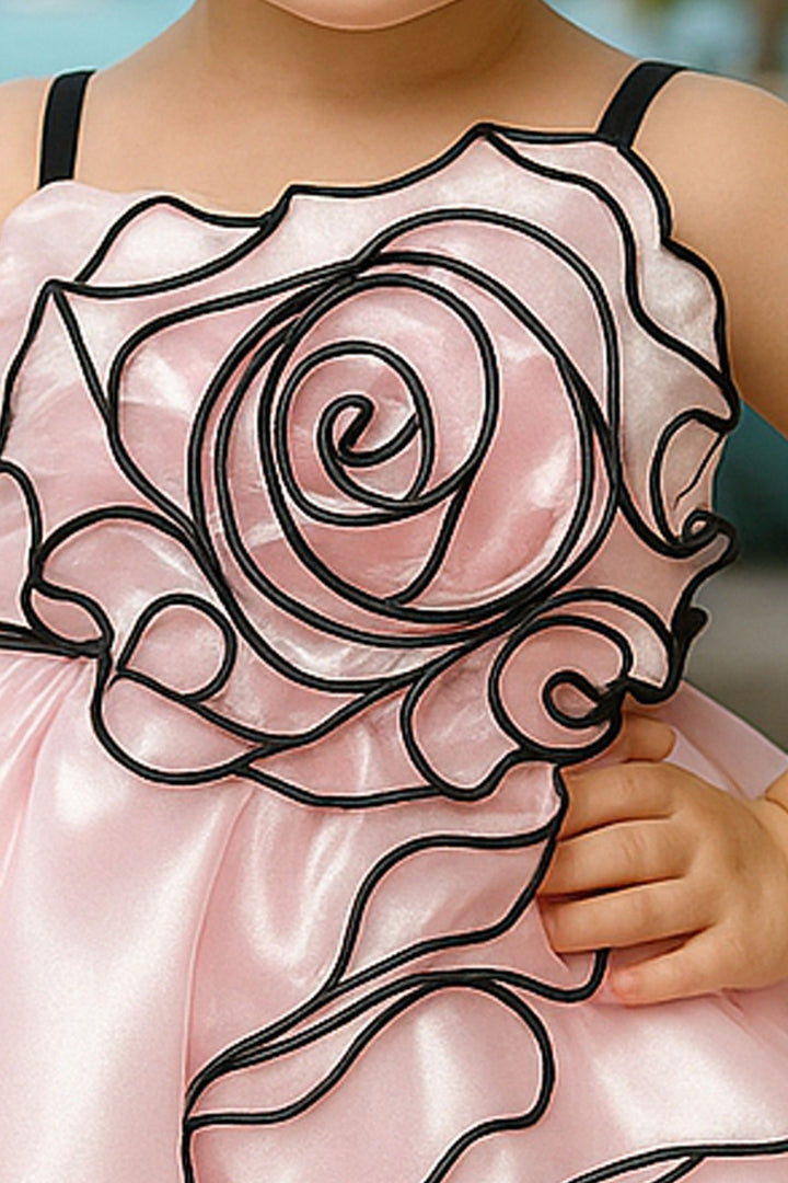 Baby Pink Stone work Short Partywear Frock for Girls