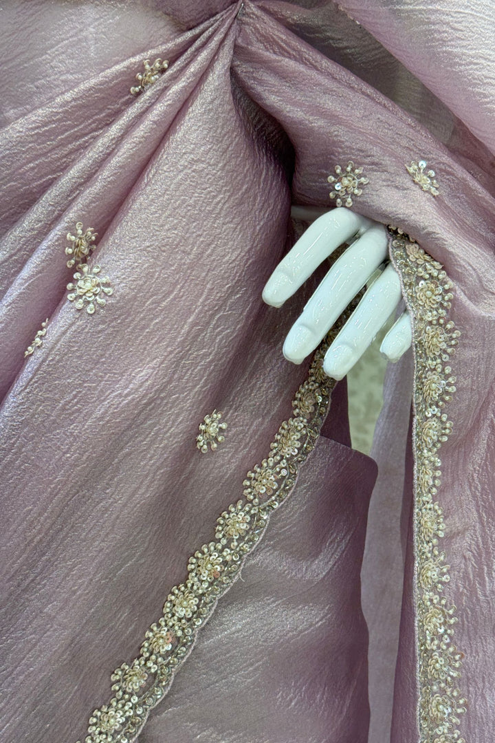 Lavender Saree with Sequins, Pearl and Beads work