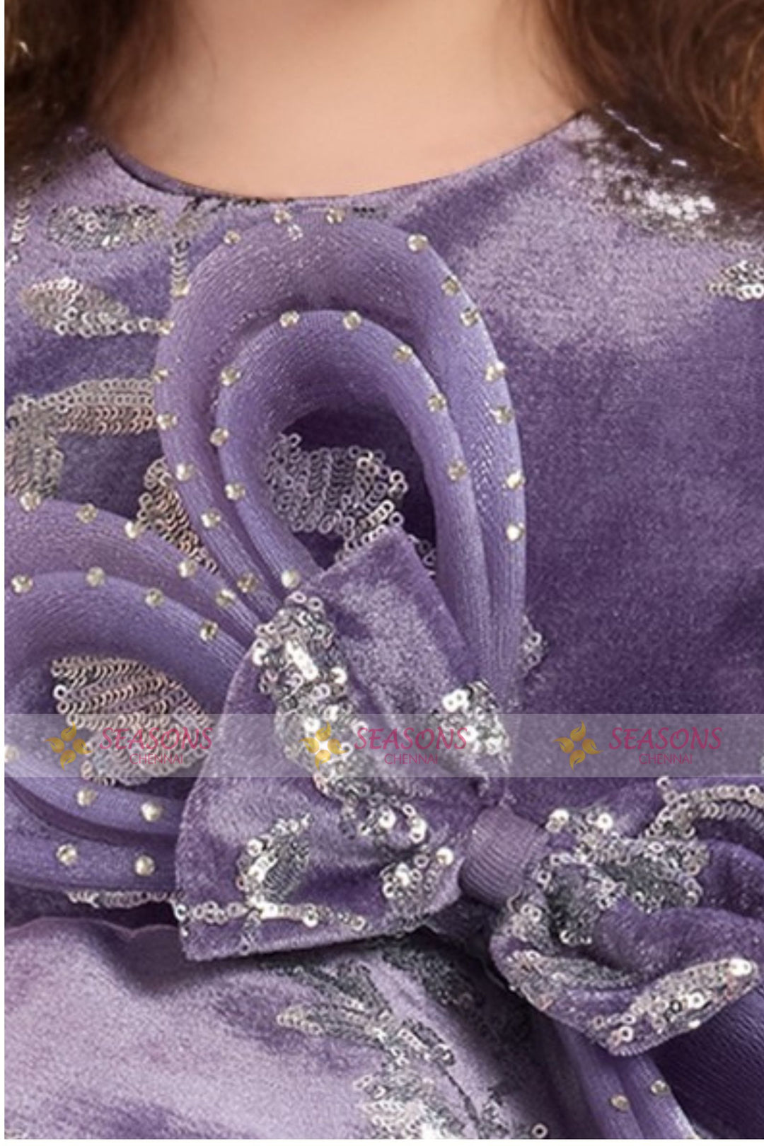 Purple Sequins work Short Partywear Short Frock for Girls