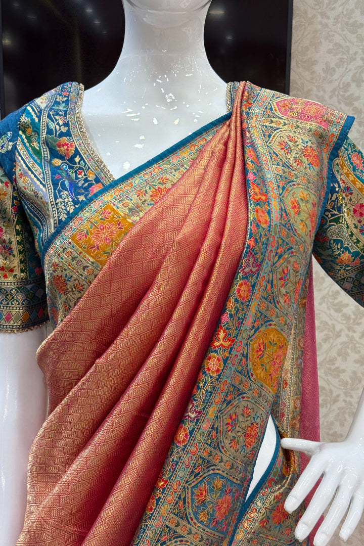 Rani Pink Banaras work Saree