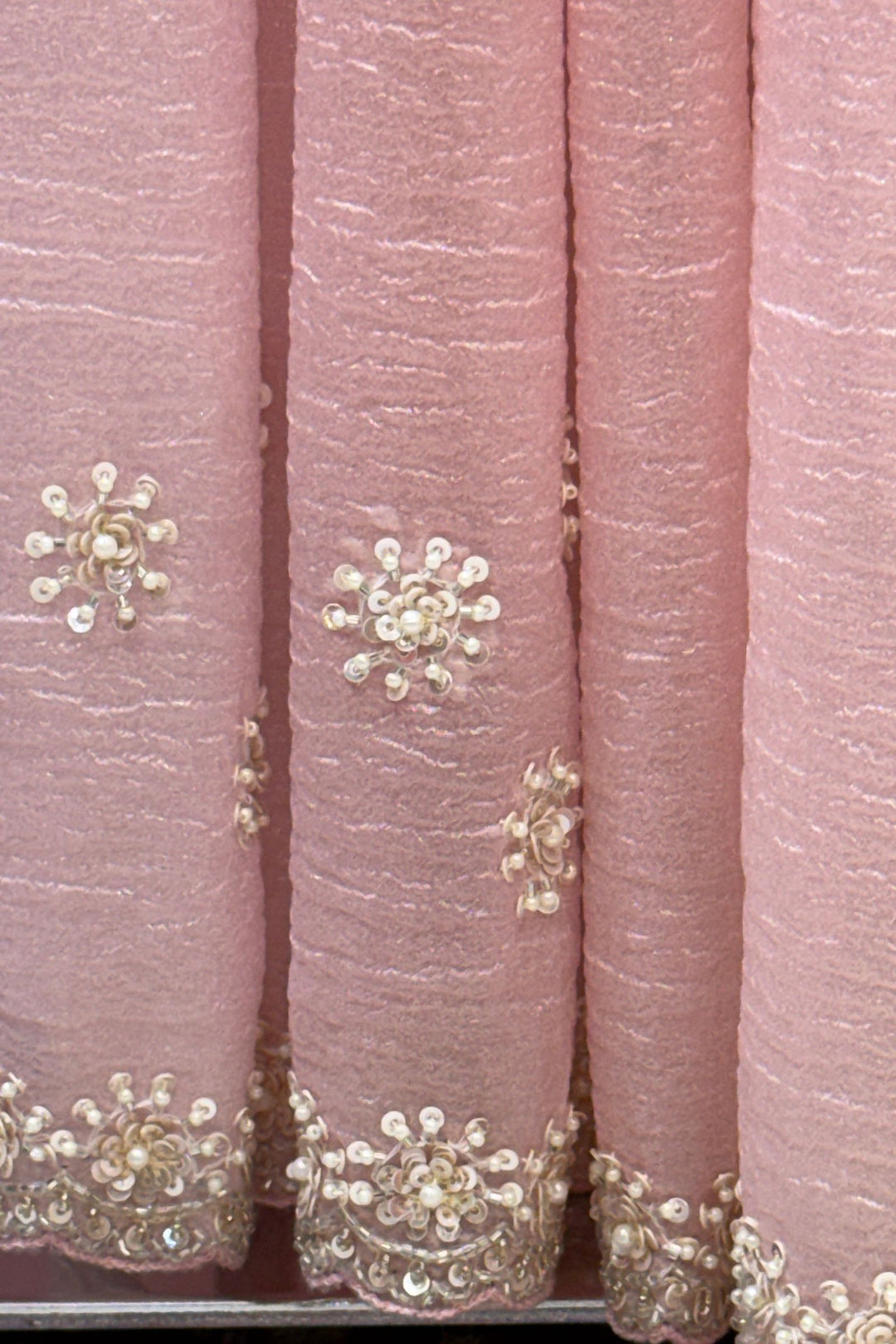 Baby Pink Saree with Sequins, Pearl and Beads work