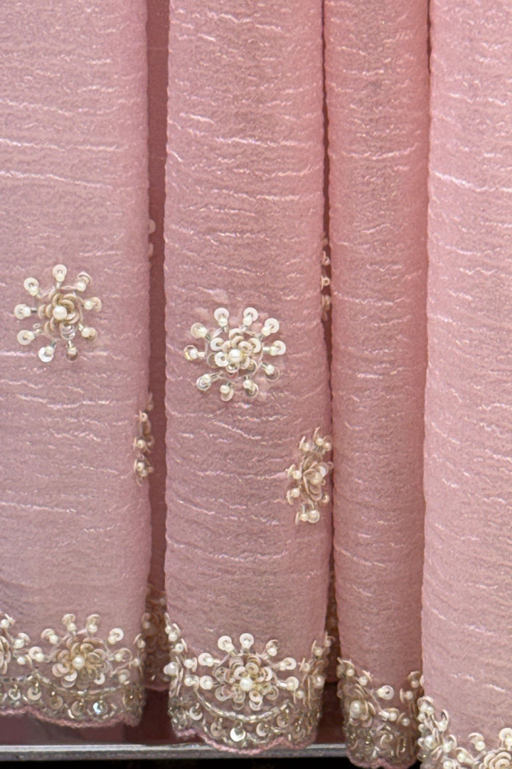 Baby Pink Saree with Sequins, Pearl and Beads work