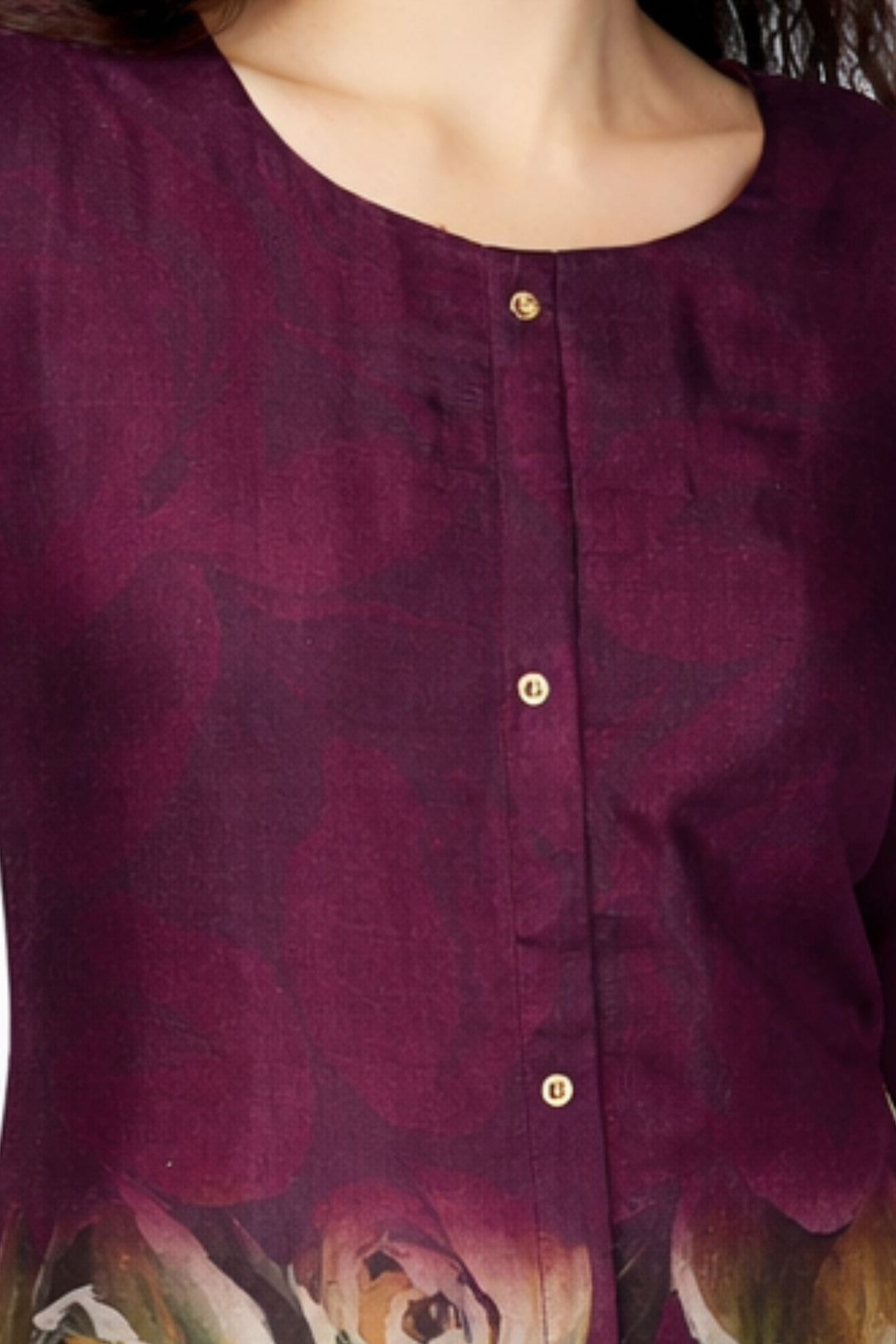 Wine with Multicolor Digital Print Short Kurti