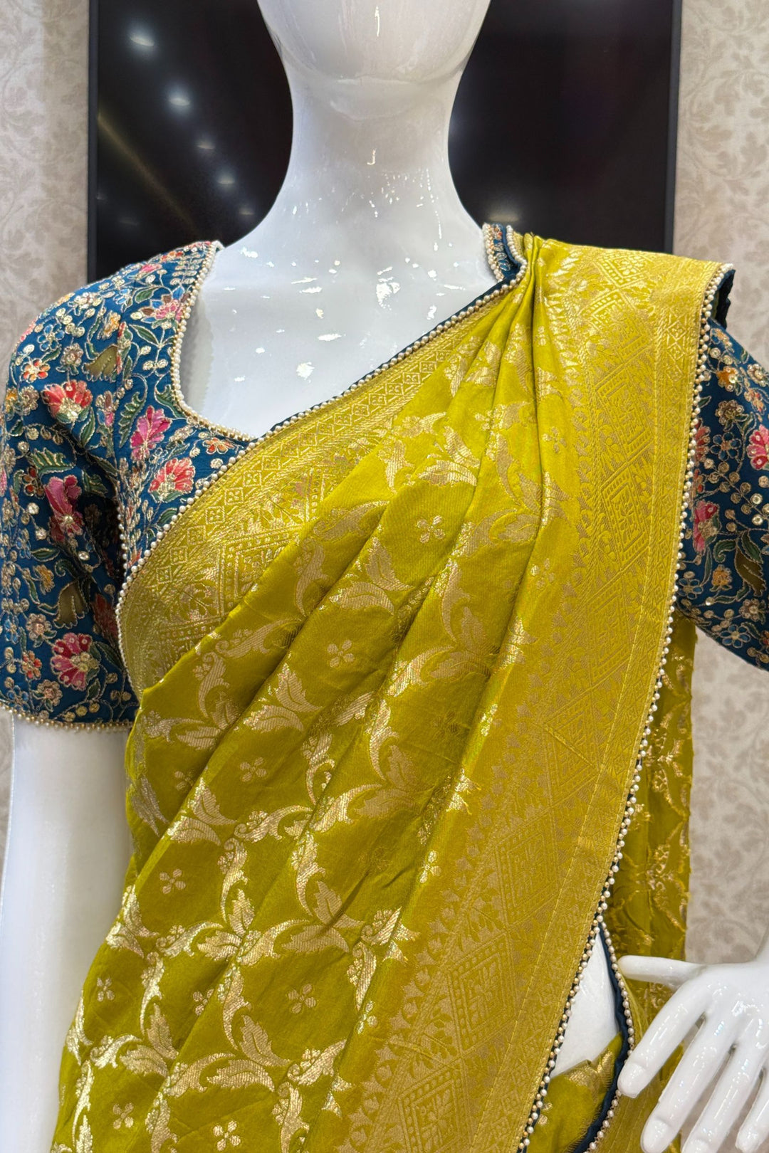 Liril Green Banaras work Saree
